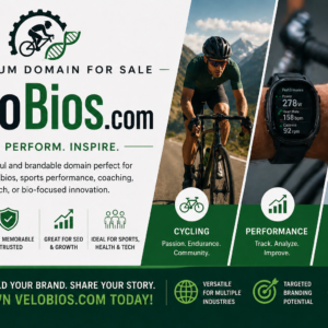 VeloBios.com is for sale. Premium brandable .com domain ideal for cycling profiles, athlete biographies, sports coaching, health tech, wellness and bio-focused brands.