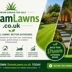 DreamLawns.co.uk is for sale. Premium UK domain ideal for lawn care, landscaping, artificial grass, garden design and outdoor living businesses.