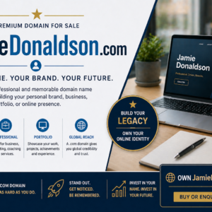 JamieDonaldson.com is for sale. Premium full-name .com domain ideal for personal branding, portfolio, consulting, creator use or business identity.