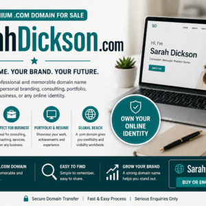 SarahDickson.com is for sale. Premium full-name .com domain ideal for personal branding, portfolio, consulting, creator use or business identity.