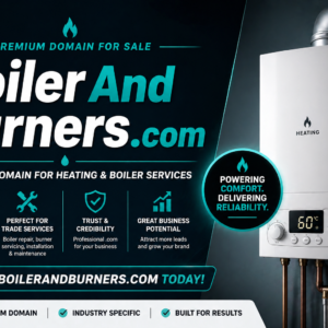 Premium .com domain perfect for heating services, boiler repair, and burner specialists.