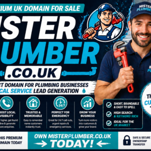 domain ideal for generating leads for plumbers, emergency repairs, and local services.