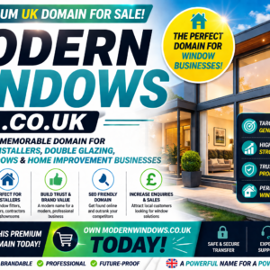 Premium UK domain perfect for window installation, glazing, and home improvement brands.