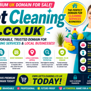 Premium UK domain perfect for cleaning services and service-based businesses.