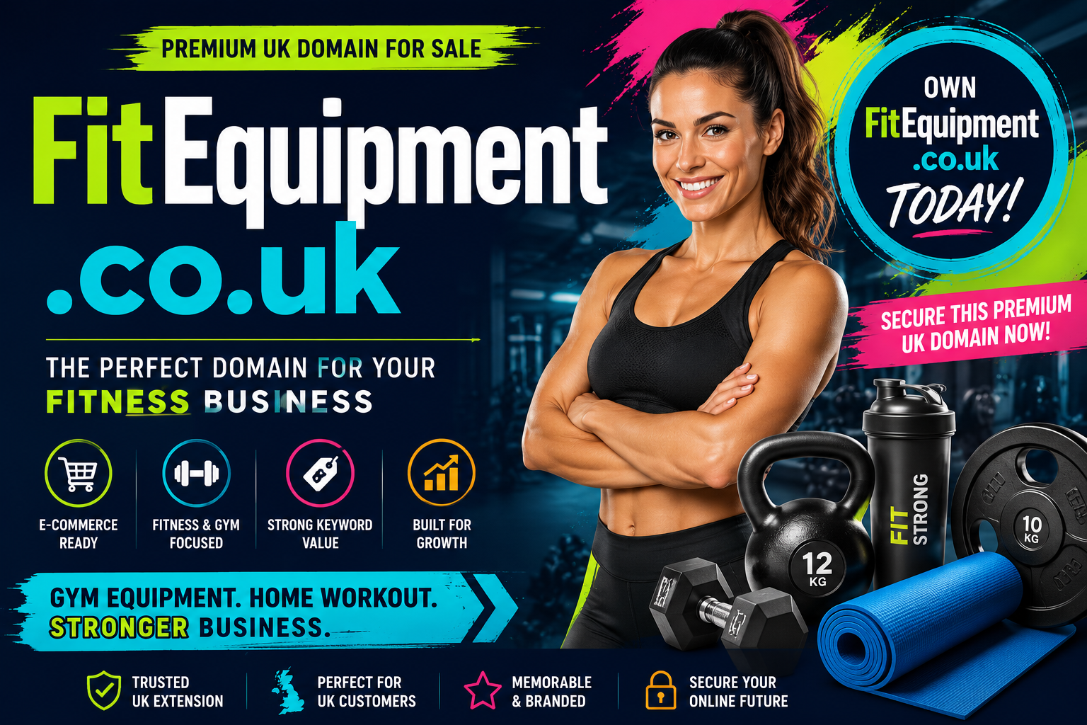 fitequipment.co.uk is a premium UK fitness domain ideal for gym equipment, home workouts, sports retail, fitness ecommerce, training gear and health & fitness brands.
