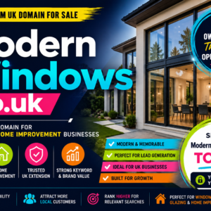 ModernWindows.co.uk is a premium UK domain ideal for double glazing, window installation, replacement windows, home improvement services and modern glazing businesses.