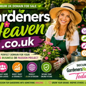 GardenersHeaven.co.uk is a premium UK gardening domain ideal for garden centres, plant shops, landscaping services, outdoor living brands and gardening ecommerce websites.