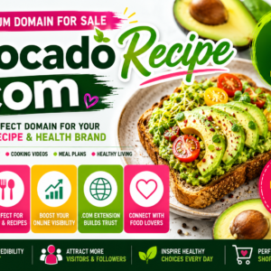 AvocadoRecipe.com is a premium recipe domain ideal for healthy food blogs, avocado recipes, cooking websites, meal planning, nutrition brands and food content creators.