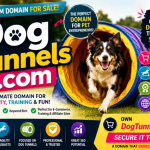 DogTunnels.com is a premium pet product domain ideal for dog agility tunnels, puppy play equipment, canine training gear, pet ecommerce stores, dog sports brands and agility training websites.