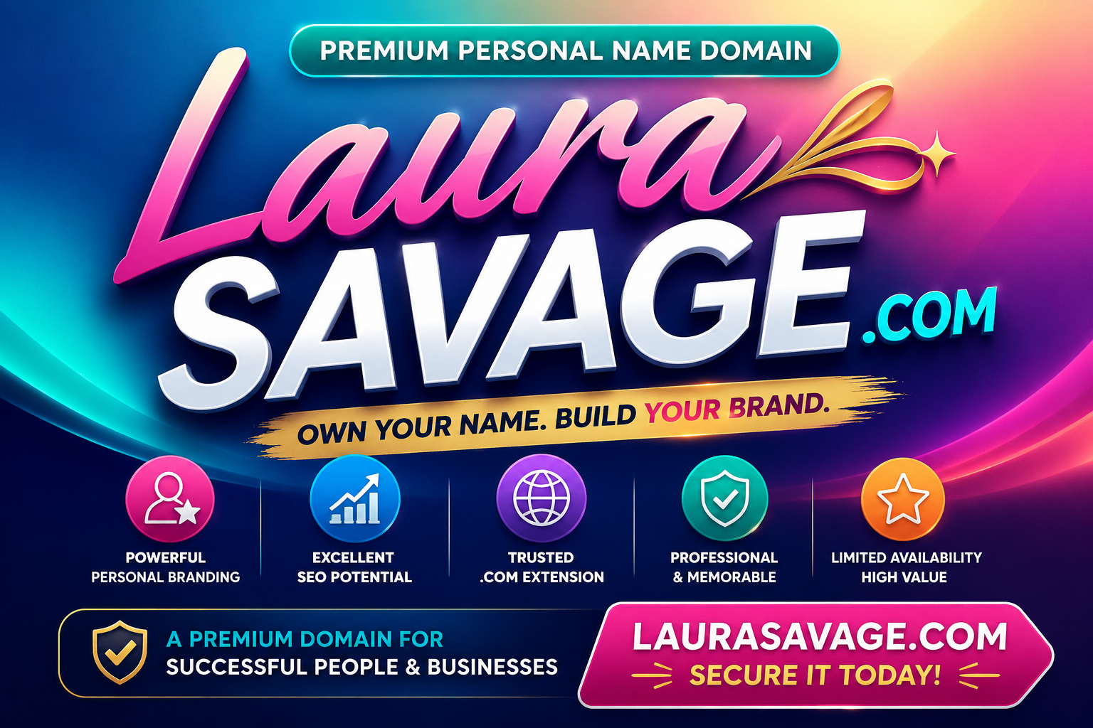 Laura Savage .com is a premium personal name domain ideal for branding, business, coaching, consulting, authors, executives, influencers, real estate professionals and professional websites. Secure this memorable .com domain today for strong online branding and search visibility.