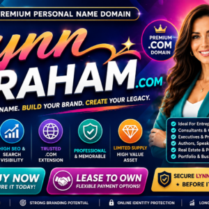 Lynn Graham .com is a premium personal name domain perfect for personal branding, business, coaching, consulting, executive branding, influencers, authors, entrepreneurs and professional websites. Buy now or lease to own this memorable .com domain for strong online branding and Google search visibility.