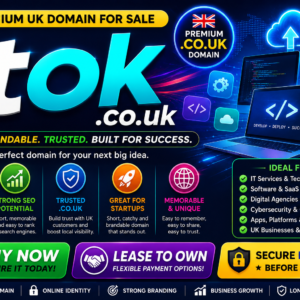 Itok.co.uk is a short, premium and highly brandable UK domain name ideal for IT services, technology companies, software startups, SaaS platforms, digital agencies, cybersecurity, apps and online businesses. Buy now or lease to own this memorable .co.uk domain for strong branding, SEO and UK search visibility.