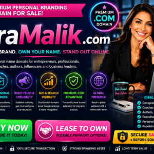 Sara Malik .com is a premium personal name domain ideal for personal branding, business, consulting, coaching, executive branding, entrepreneurs, influencers, authors and professional websites. Buy now or lease to own this memorable .com domain for strong online branding, credibility and Google search visibility.