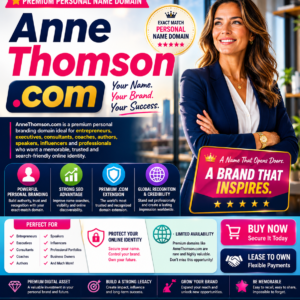 Anne Thomson .com is a premium exact-match personal name domain ideal for entrepreneurs, executives, consultants, coaches, authors, influencers and professional branding. Secure this valuable .com domain today.