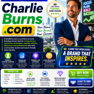 Charlie Burns .com is a premium exact-match personal name domain ideal for entrepreneurs, executives, consultants, coaches, authors, influencers and professional branding. Secure this valuable .com domain today.