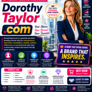 Dorothy Taylor .com is a premium exact-match personal name domain ideal for entrepreneurs, executives, consultants, coaches, authors, influencers and professional branding. Secure this valuable .com domain today.