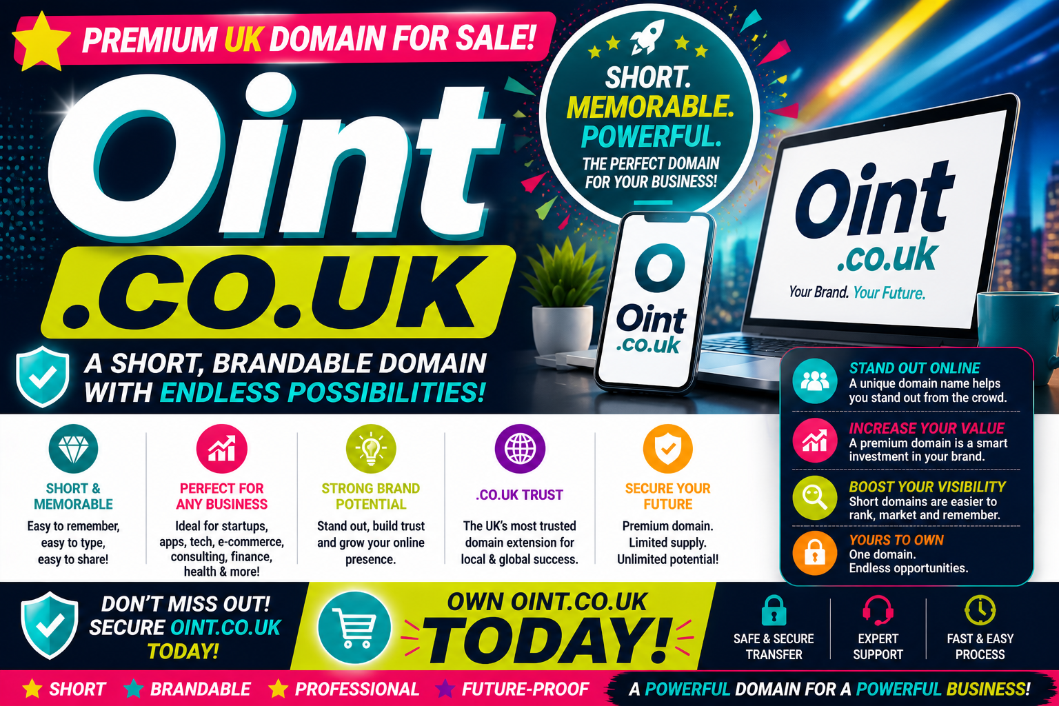 Short, modern UK domain perfect for startups, tech companies, and online businesses.