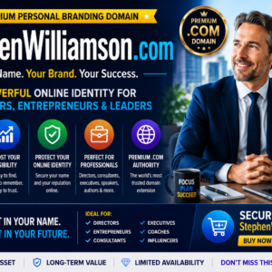 Stephen Williamson .com is a premium exact-match personal name domain for sale. Ideal for personal branding, professional websites, entrepreneurs, consultants, executives, coaches, authors and speakers seeking a trusted online identity.