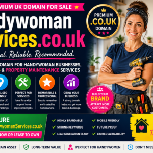 Handywoman Services .co.uk is a premium UK domain name for sale. Perfect for handywoman businesses, home repairs, property maintenance, decorating services, local trades, lead generation and home improvement companies seeking strong online visibility.