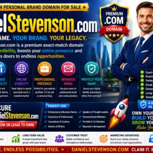 Daniel Stevenson .com is a premium exact-match personal name domain for sale. Perfect for personal branding, professional websites, entrepreneurs, consultants, executives, coaches, authors and speakers seeking a trusted online identity.